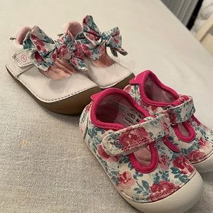 2 pair Stride Rite girl shoes size 3 and 3.5 like new